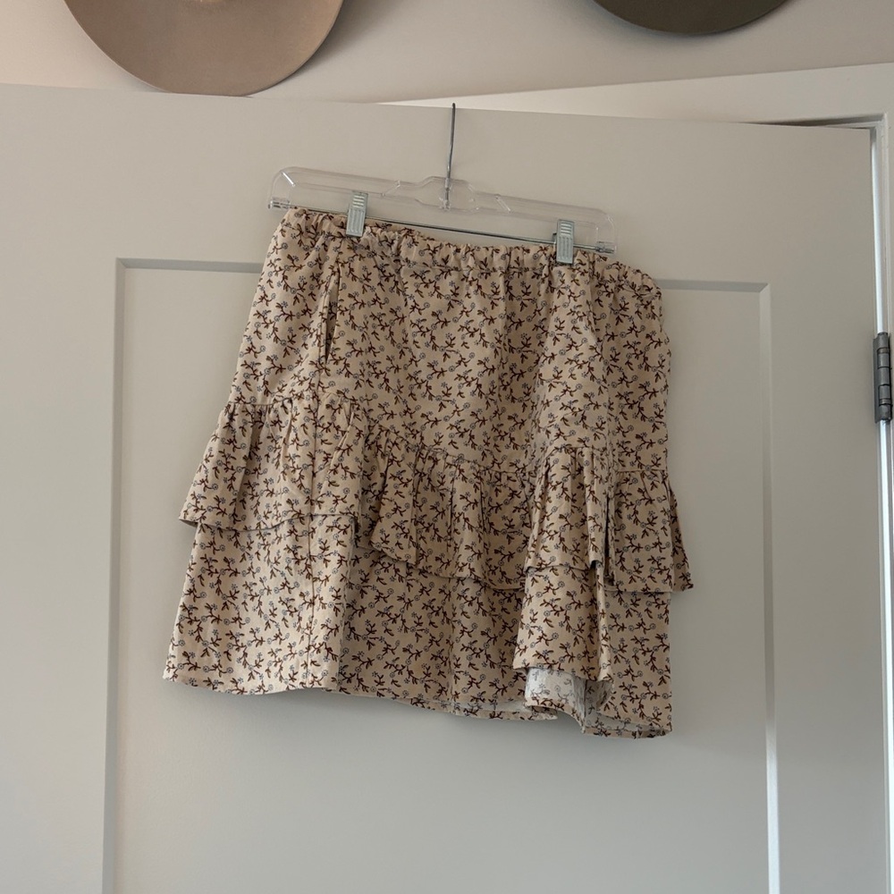 Madewell Cream Mini Skirt with Brown Floral Print